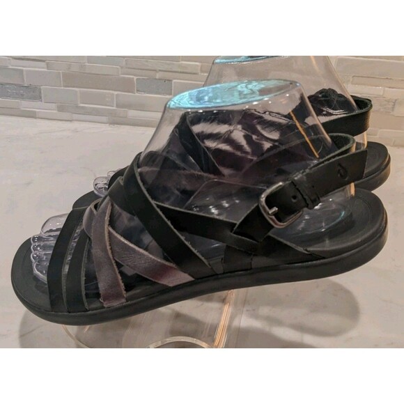 Women's OluKai Awe 'Awe Full Grain Leather Straps Hawaiian Sandals Size 8 - Picture 9 of 14